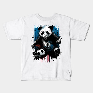 Panda Bear Sports Player Soccer Futball Football - Graphiti Art Graphic Trendy Holiday Gift Kids T-Shirt